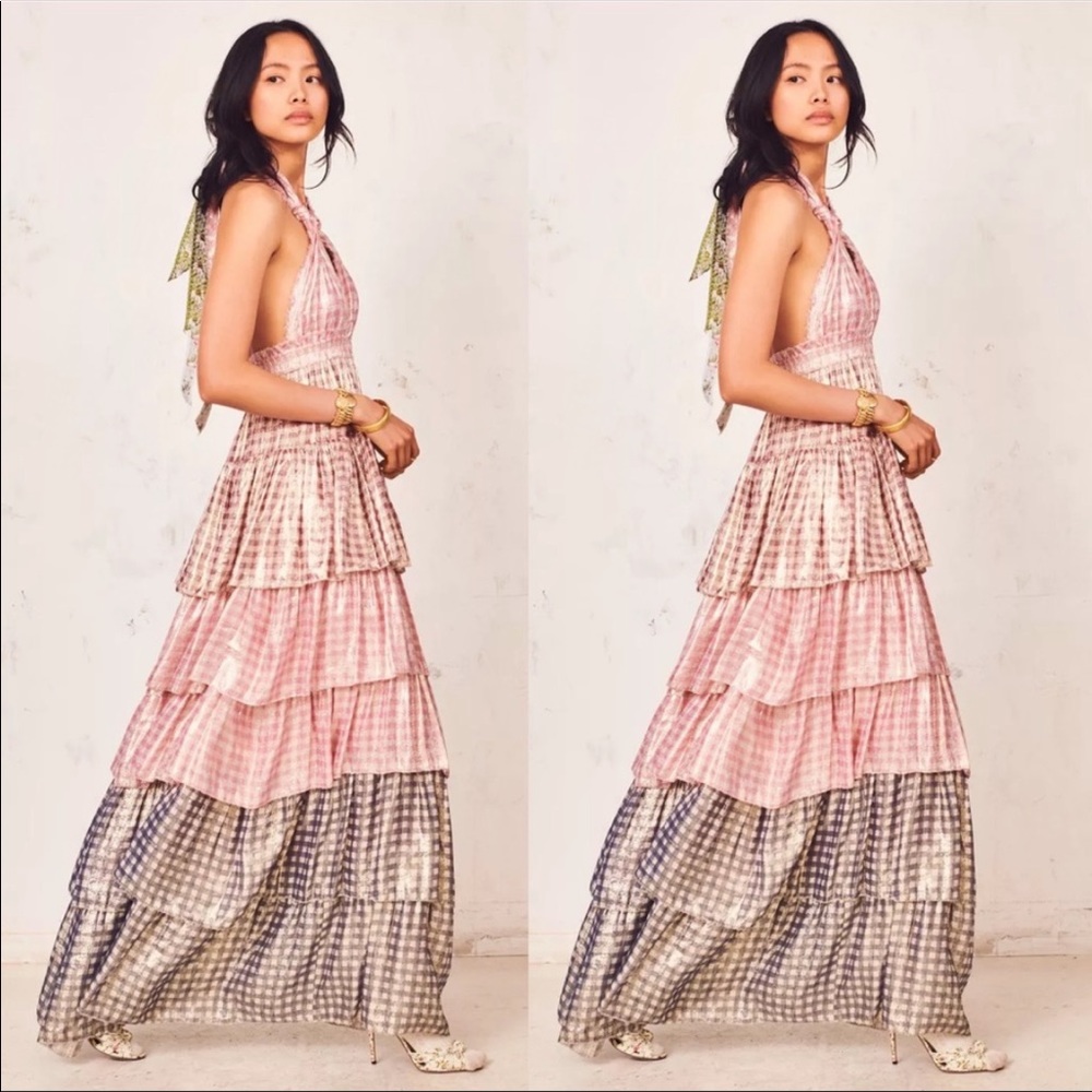 Loveshackfancy Clarissa tiered ruffle maxi halter dress